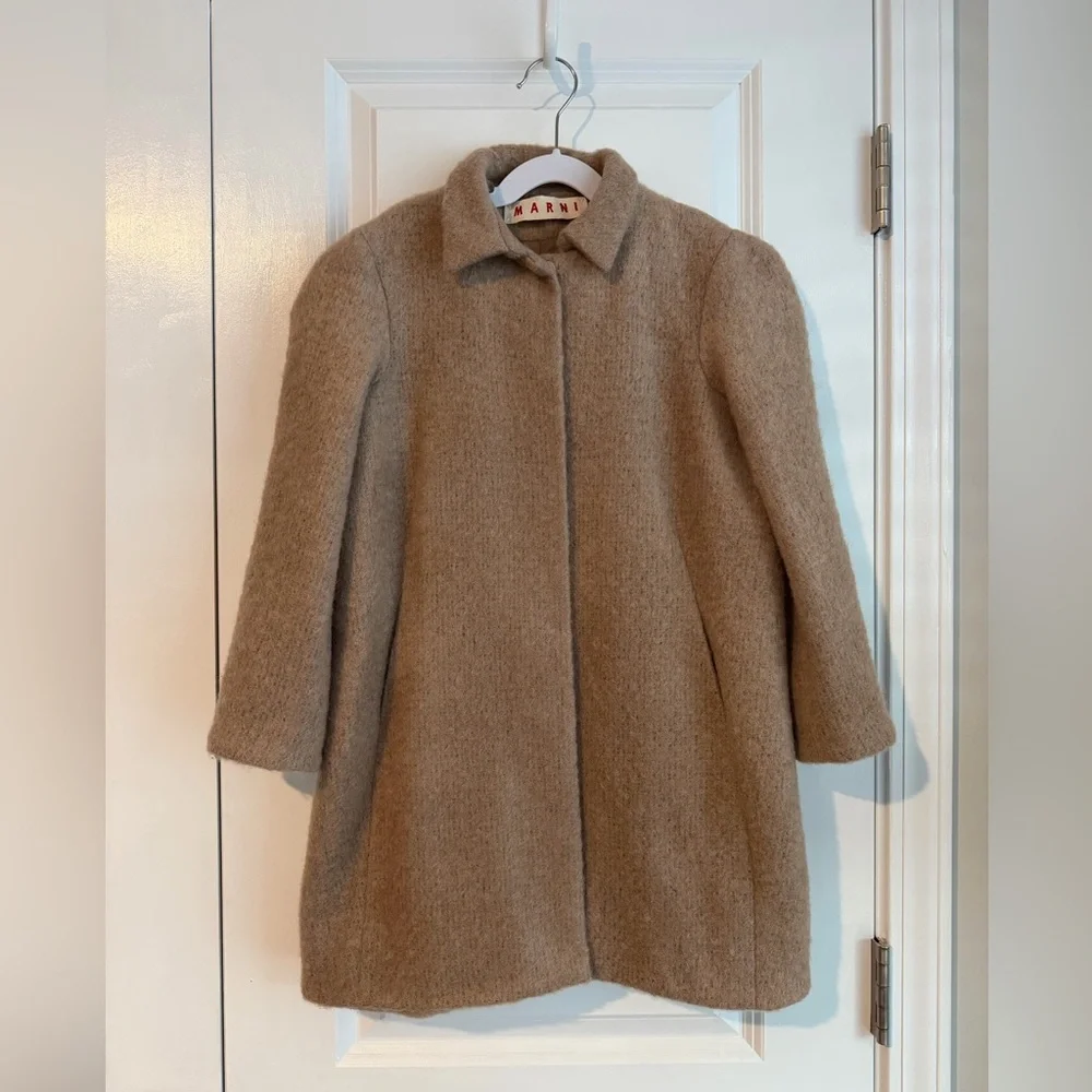 Marni Kids Mohair-Blend Cocoon Coat Camel 8Y